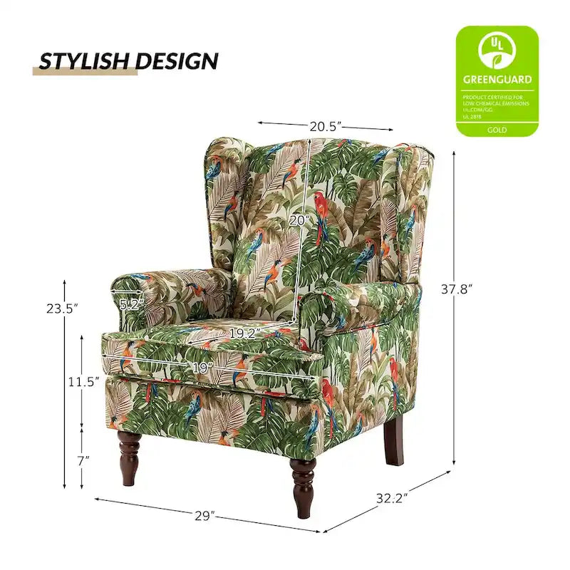 Traditional Fabric-Upholstered Armchairs (Turned Wood Legs, Set of 2)