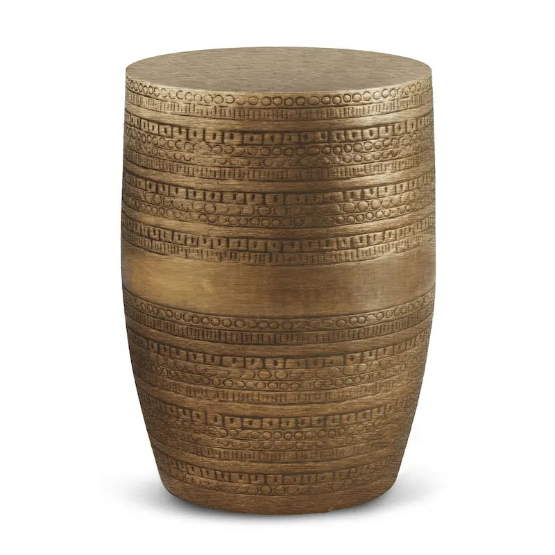 Table d'appoint tribale avec bordure en métal de 15 pouces de large (entièrement assemblée) — 15" L x 15" P x 20" H