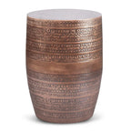 Table d'appoint tribale avec bordure en métal de 15 pouces de large (entièrement assemblée) — 15" L x 15" P x 20" H