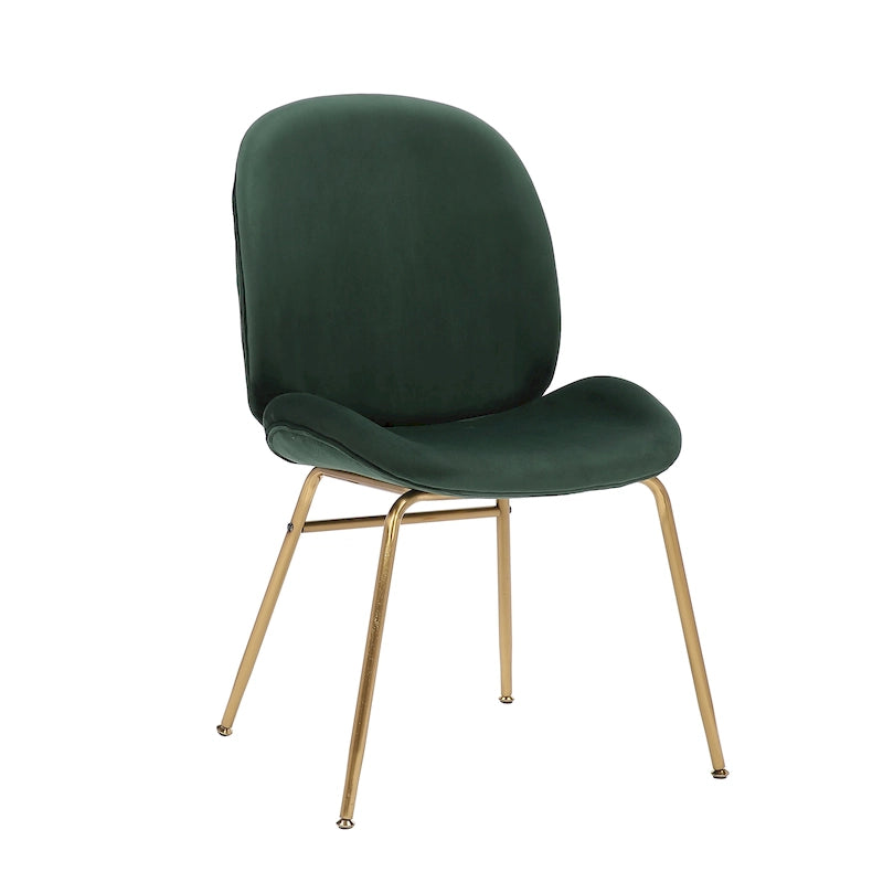Chaise de salle à manger en velours et pieds dorés