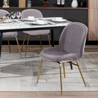 Chaise de salle à manger en velours et pieds dorés