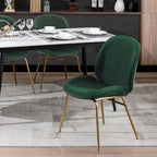 Chaise de salle à manger en velours et pieds dorés