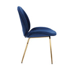 Chaise de salle à manger en velours et pieds dorés