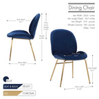 Chaise de salle à manger en velours et pieds dorés