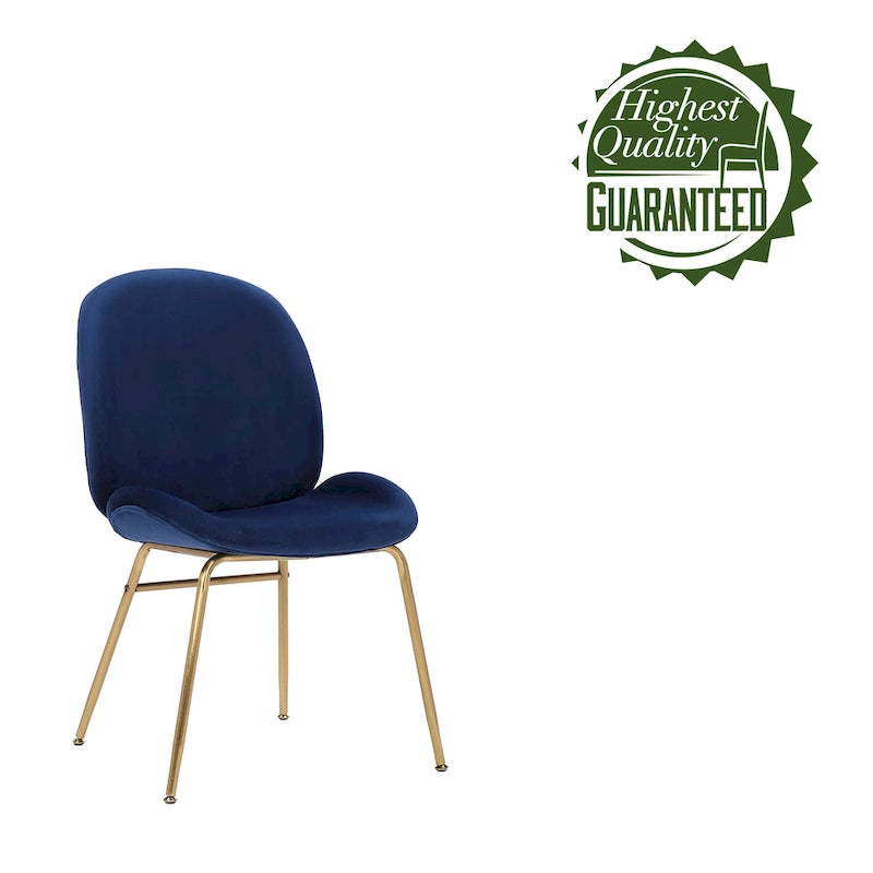 Chaise de salle à manger en velours et pieds dorés