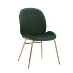 Chaise de salle à manger en velours et pieds dorés