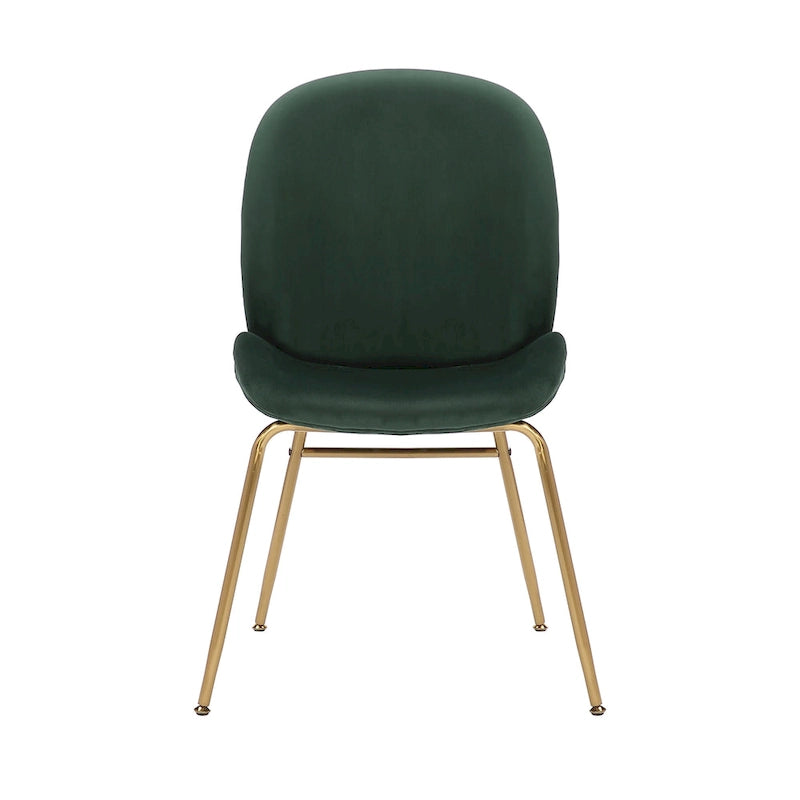 Chaise de salle à manger en velours et pieds dorés