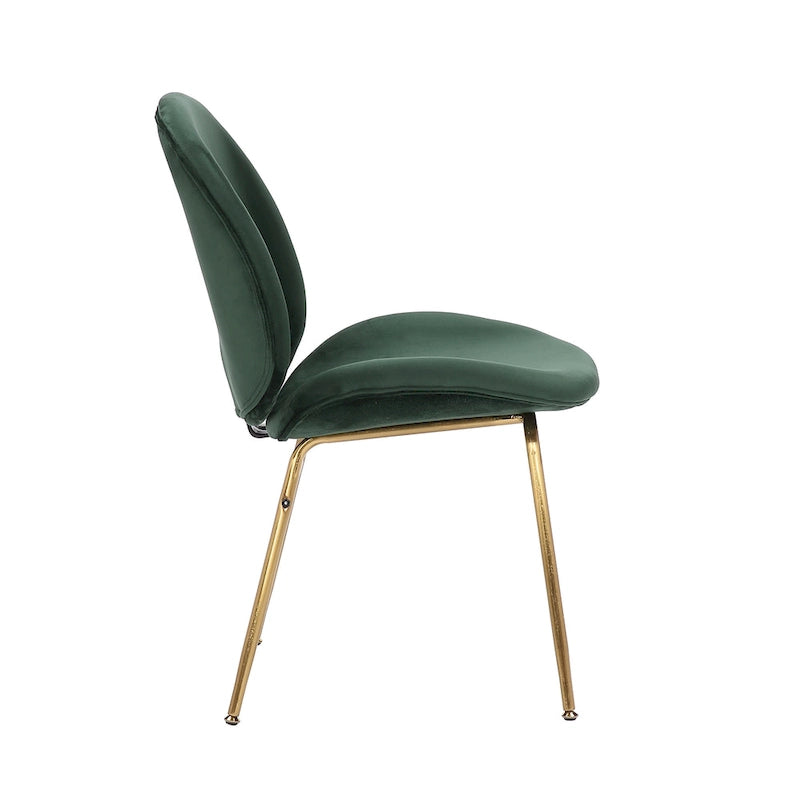 Chaise de salle à manger en velours et pieds dorés
