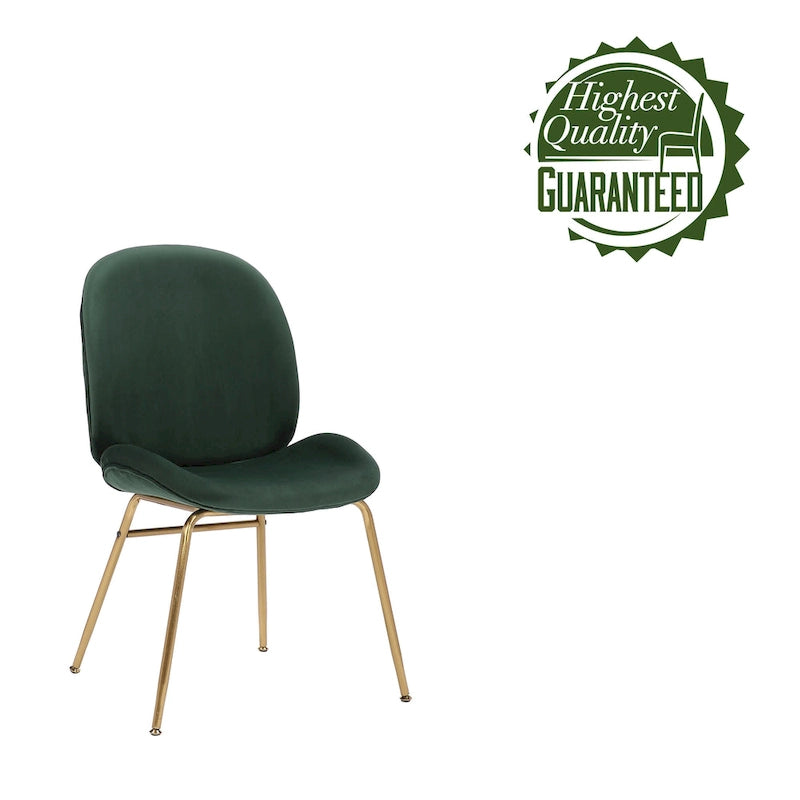 Chaise de salle à manger en velours et pieds dorés
