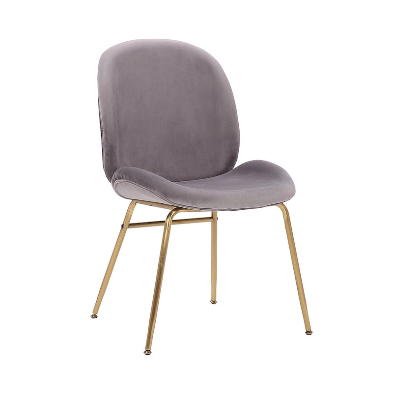 Chaise de salle à manger en velours et pieds dorés