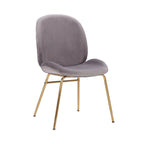 Chaise de salle à manger en velours et pieds dorés