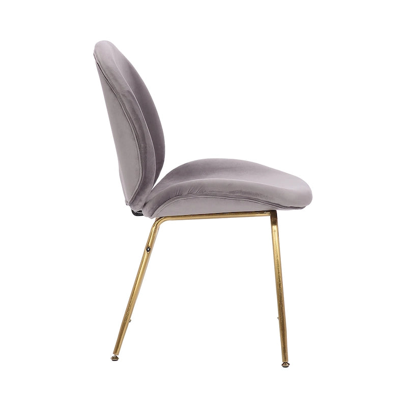 Chaise de salle à manger en velours et pieds dorés