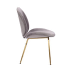 Chaise de salle à manger en velours et pieds dorés