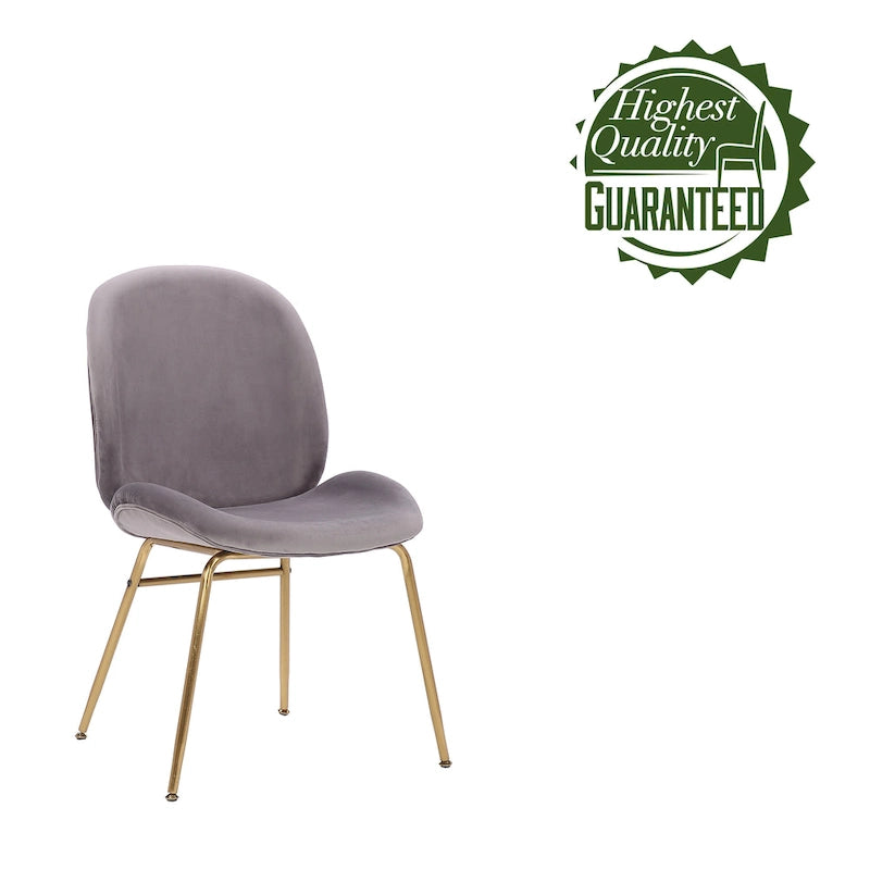 Chaise de salle à manger en velours et pieds dorés