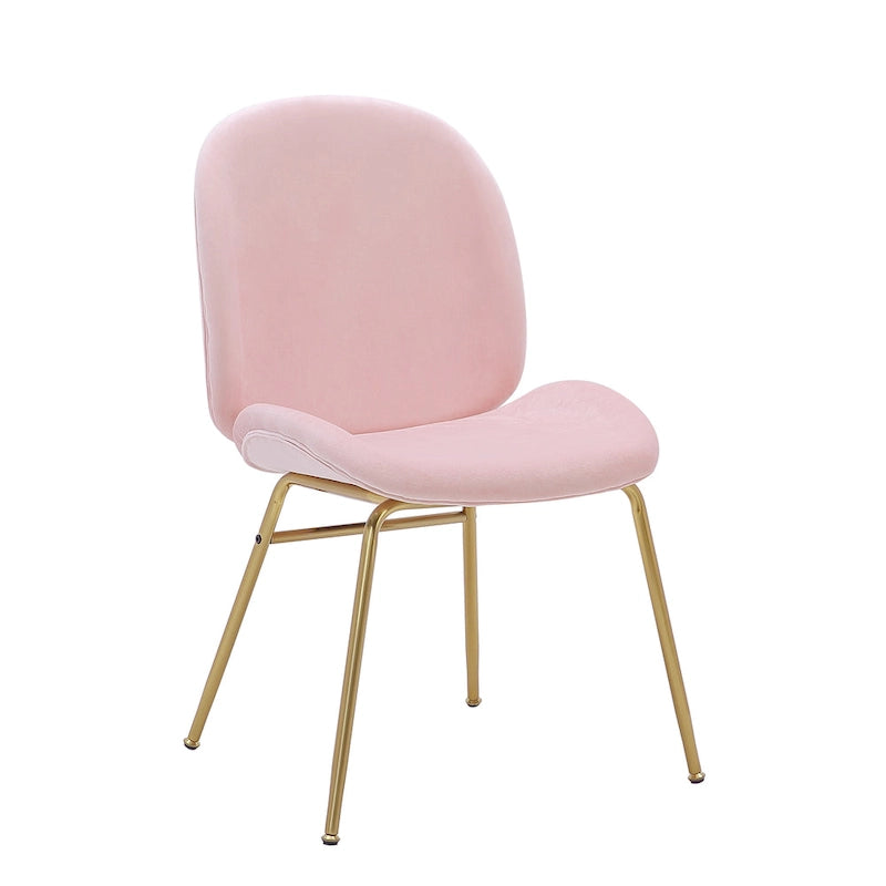 Chaise de salle à manger en velours et pieds dorés