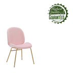 Chaise de salle à manger en velours et pieds dorés