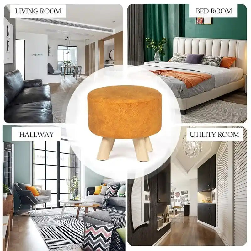 Pouf rond en velours (avec patins antidérapants)