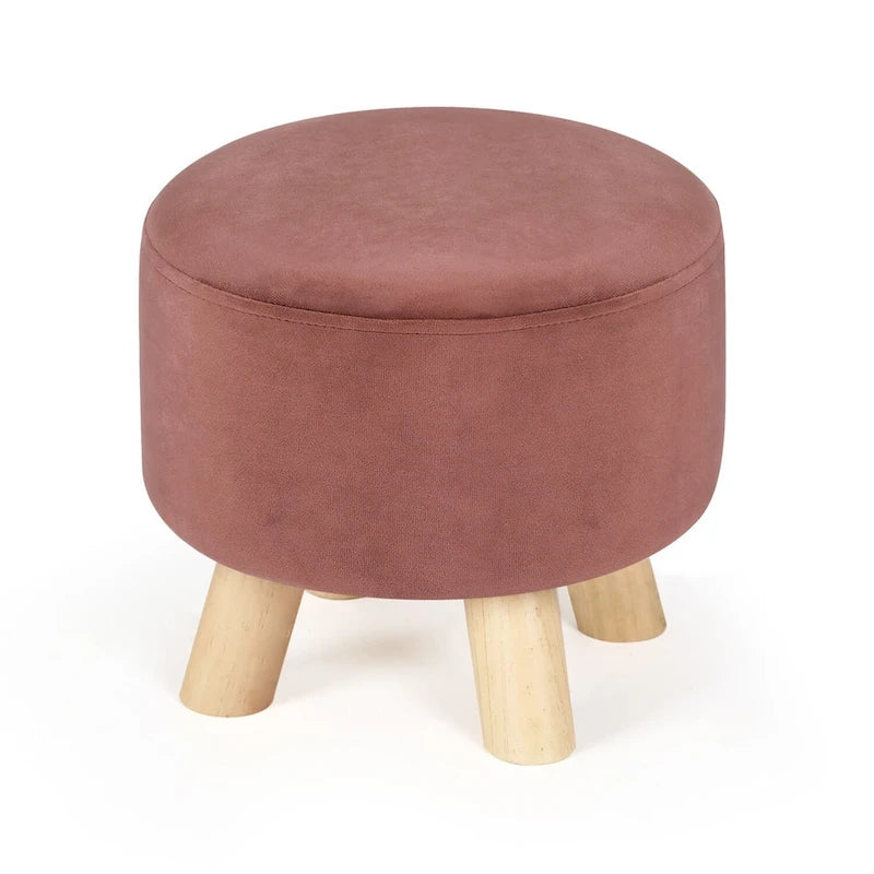 Pouf rond en velours (avec patins antidérapants)