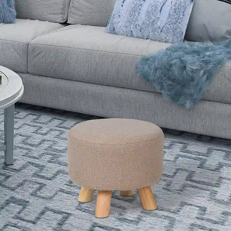 Pouf rond en velours (avec patins antidérapants)