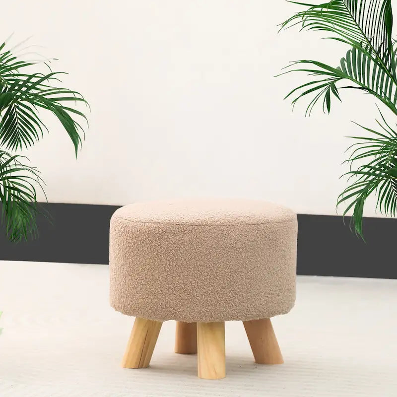 Pouf rond en velours (avec patins antidérapants)