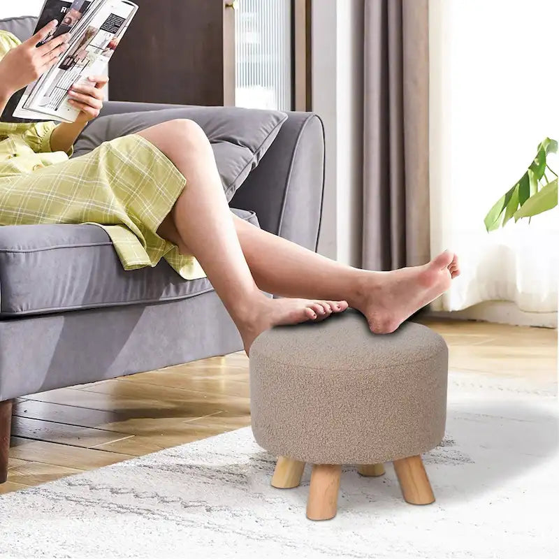 Pouf rond en velours (avec patins antidérapants)