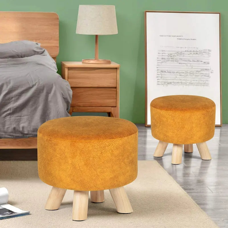 Pouf rond en velours (avec patins antidérapants)