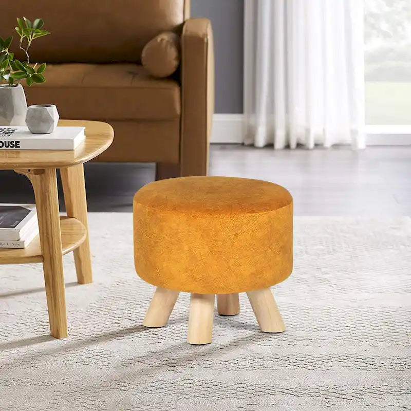 Pouf rond en velours (avec patins antidérapants)