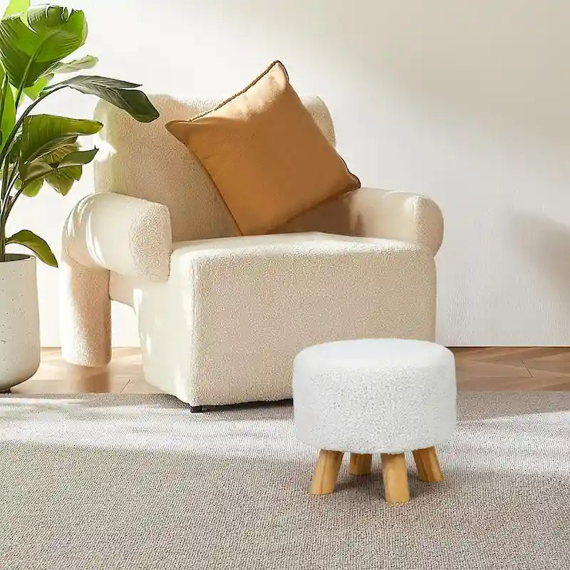 Pouf rond en velours (avec patins antidérapants)