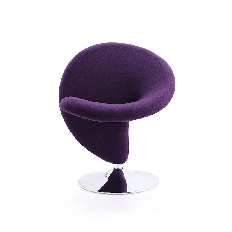 Chrome-Plated Wool-Blend Swivel Lounge Chairs (Set of 2)