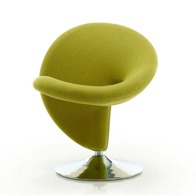 Chrome-Plated Wool-Blend Swivel Lounge Chairs (Set of 2)