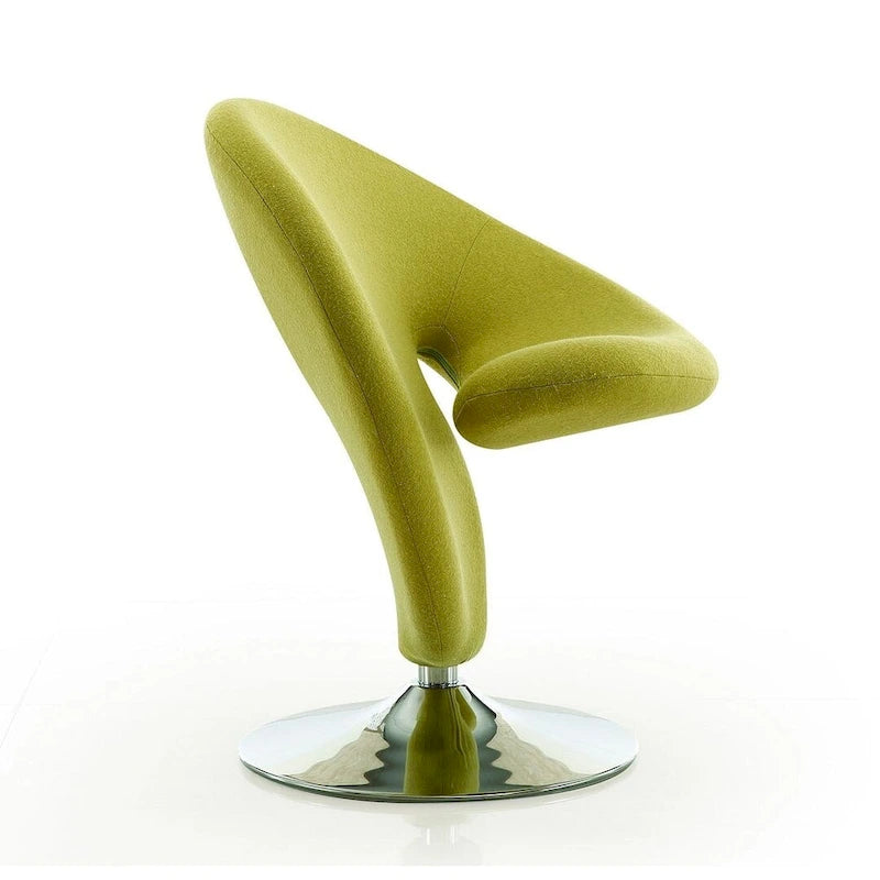 Chrome-Plated Wool-Blend Swivel Lounge Chairs (Set of 2)