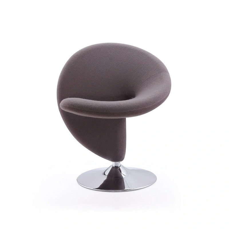 Chrome-Plated Wool-Blend Swivel Lounge Chairs (Set of 2)