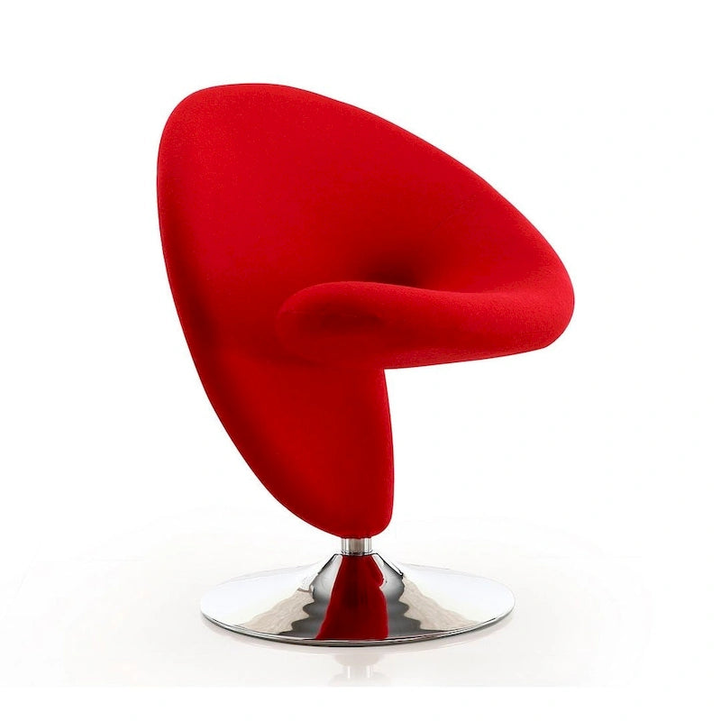 Chrome-Plated Wool-Blend Swivel Lounge Chairs (Set of 2)