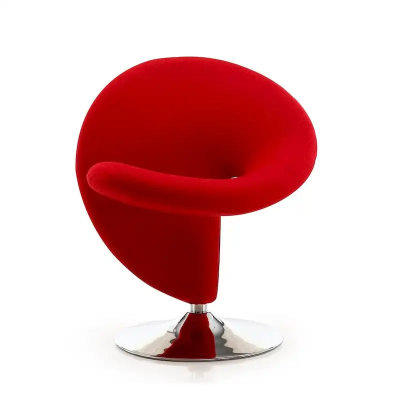 Chrome-Plated Wool-Blend Swivel Lounge Chairs (Set of 2)