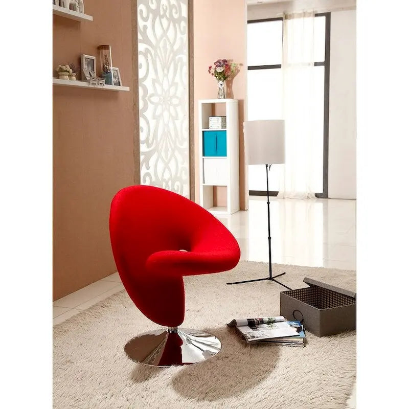 Chrome-Plated Wool-Blend Swivel Lounge Chairs (Set of 2)