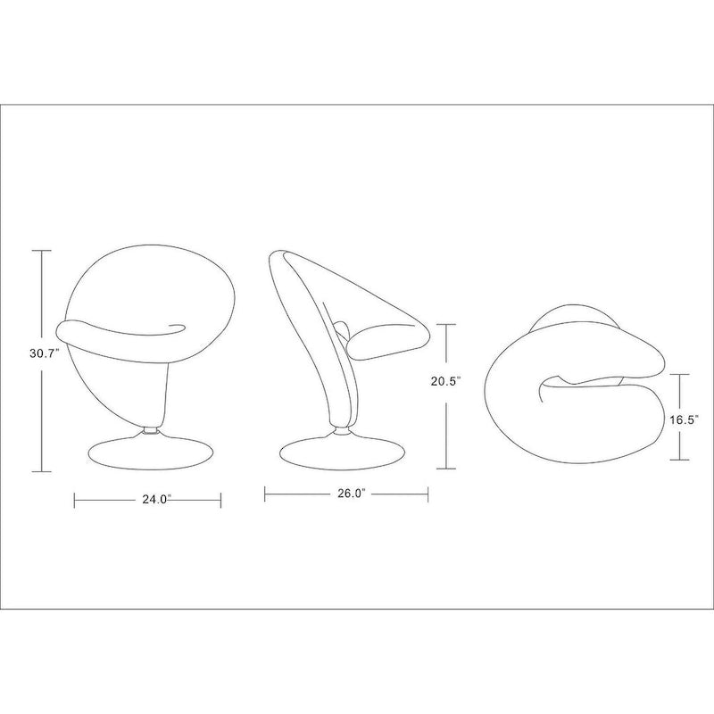 Chrome-Plated Wool-Blend Swivel Lounge Chairs (Set of 2)