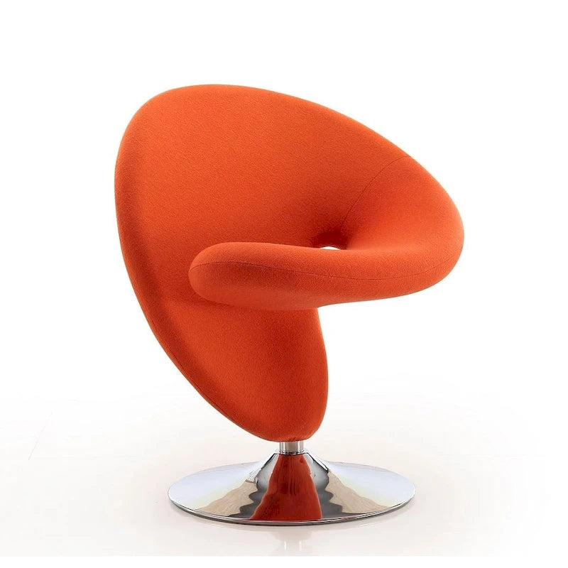 Chrome-Plated Wool-Blend Swivel Lounge Chairs (Set of 2)