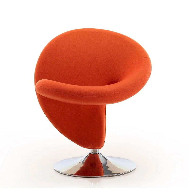 Chrome-Plated Wool-Blend Swivel Lounge Chairs (Set of 2)