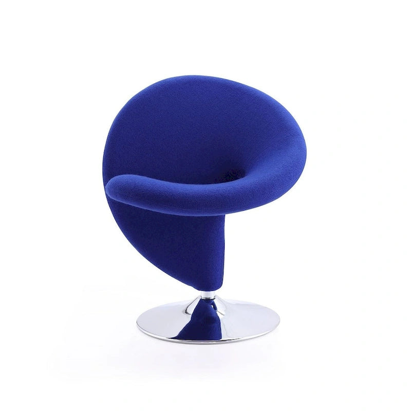 Chrome-Plated Wool-Blend Swivel Lounge Chairs (Set of 2)