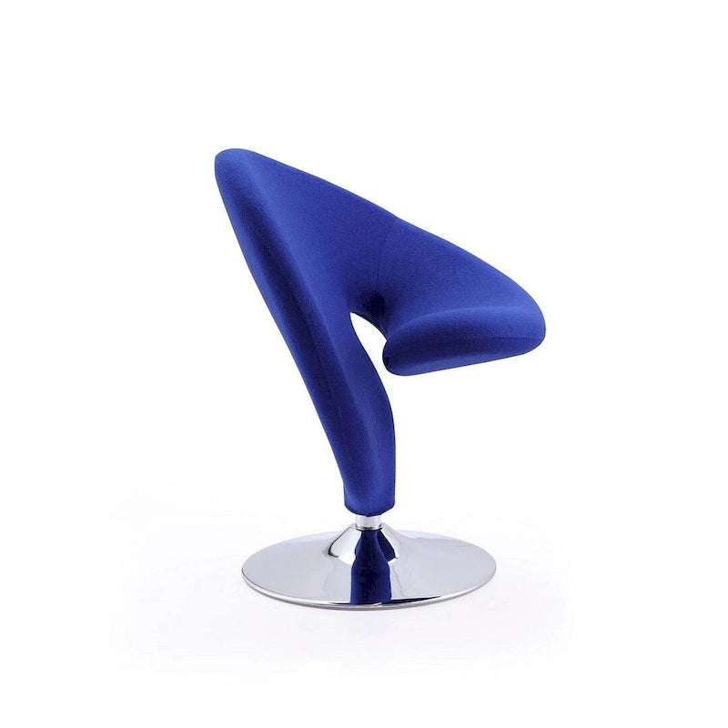 Chrome-Plated Wool-Blend Swivel Lounge Chairs (Set of 2)