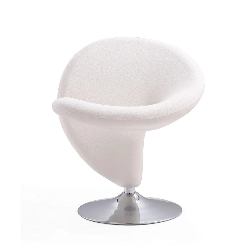 Chrome-Plated Wool-Blend Swivel Lounge Chairs (Set of 2)