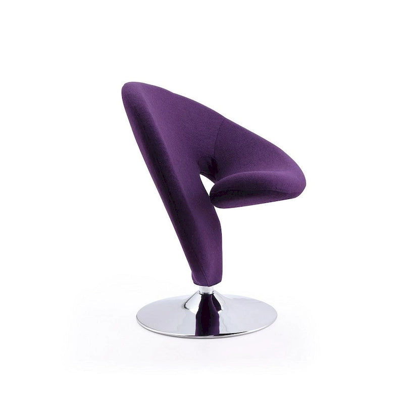 Chrome-Plated Wool-Blend Swivel Lounge Chairs (Set of 2)