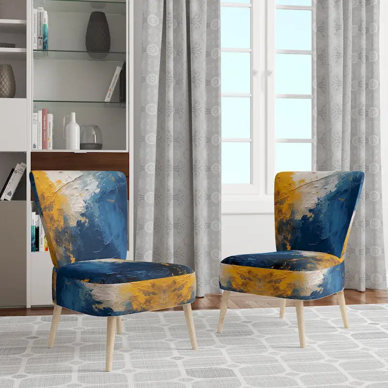 Blue-Yellow Intuitive Imagery Series I — Soft-Upholstered Abstract Decorative Chair / Modern-Style Armchair