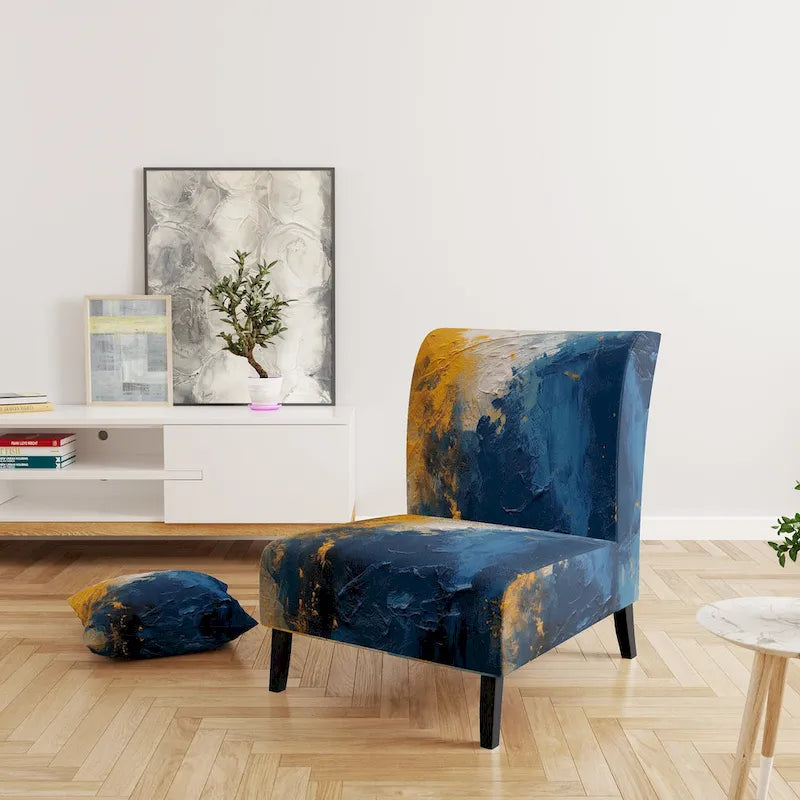 Blue-Yellow Intuitive Imagery Series I — Soft-Upholstered Abstract Decorative Chair / Modern-Style Armchair