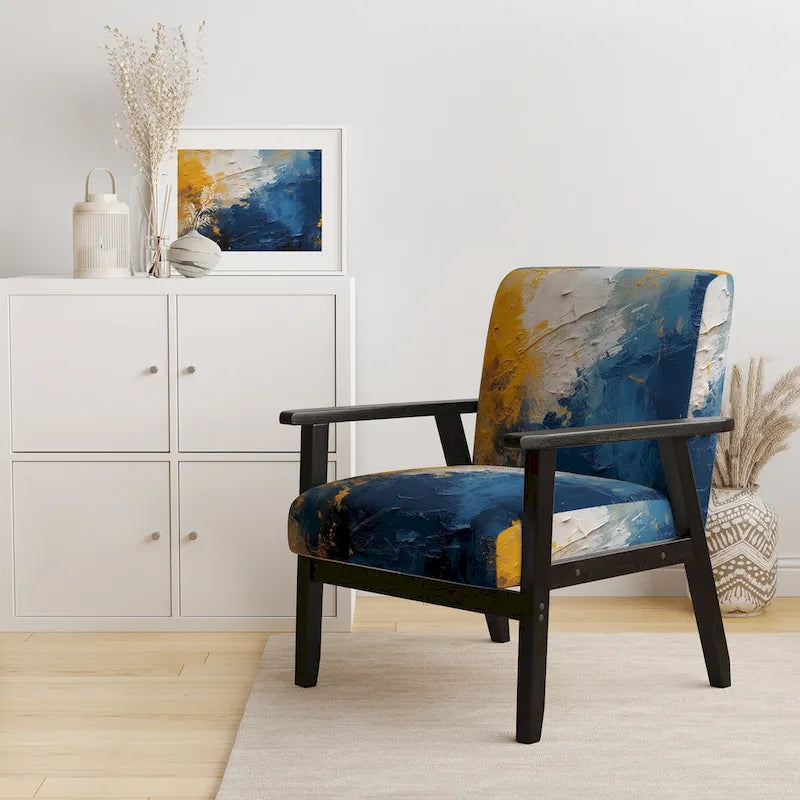 Blue-Yellow Intuitive Imagery Series I — Soft-Upholstered Abstract Decorative Chair / Modern-Style Armchair