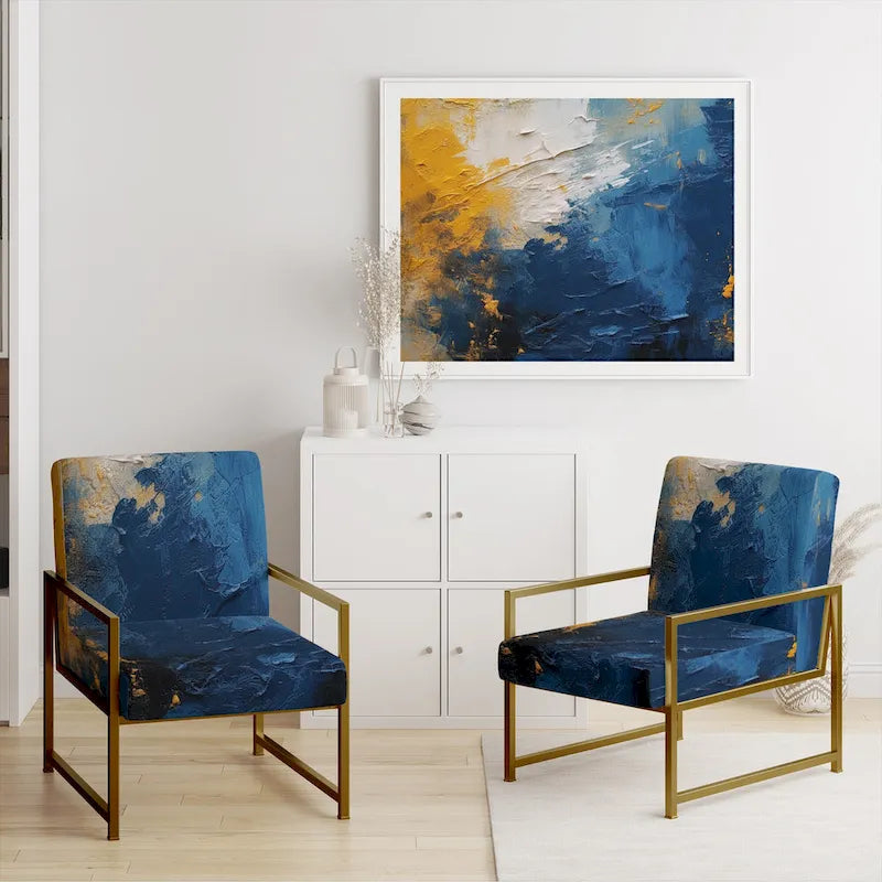 Blue-Yellow Intuitive Imagery Series I — Soft-Upholstered Abstract Decorative Chair / Modern-Style Armchair