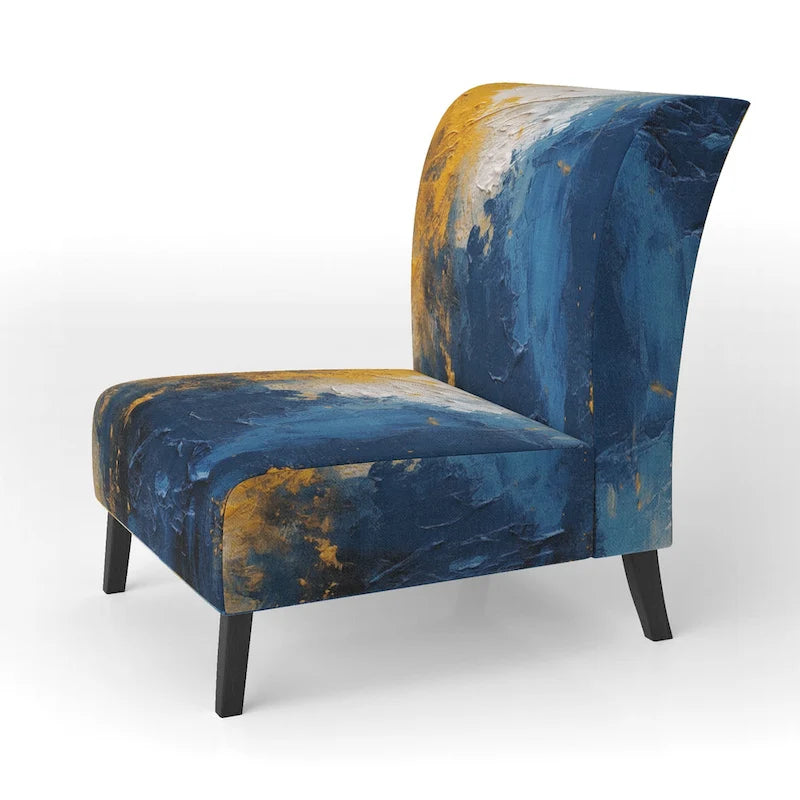 Blue-Yellow Intuitive Imagery Series I — Soft-Upholstered Abstract Decorative Chair / Modern-Style Armchair