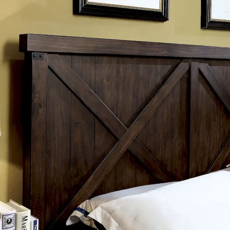 Farmhouse-Style Deep Walnut Bed