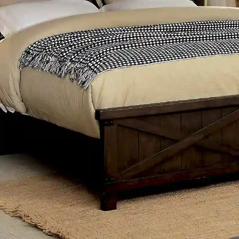 Farmhouse-Style Deep Walnut Bed