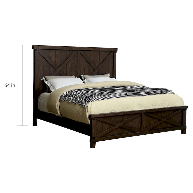 Farmhouse-Style Deep Walnut Bed